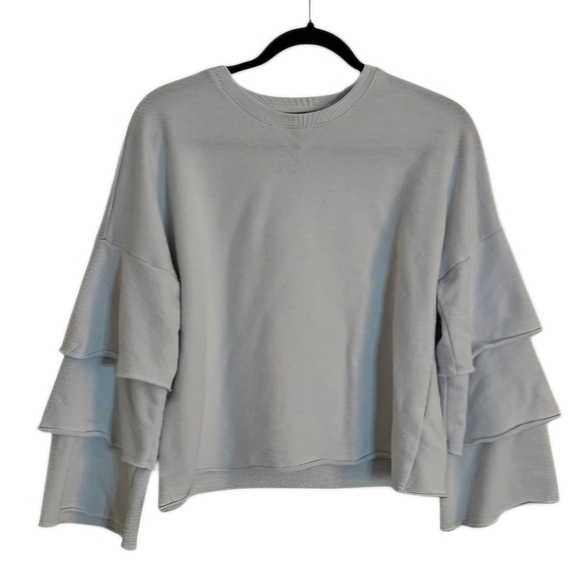 Juicy Couture Tops - Juicy Couture Black Label Icy Blue Tiered Ruffle Long Sleeve Sweatshirt sz Small